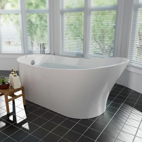 Miniatura 2 de Empava - Tina de baño independiente de acrílico lujosa. Tina tipo spa, contemporánea, blanca