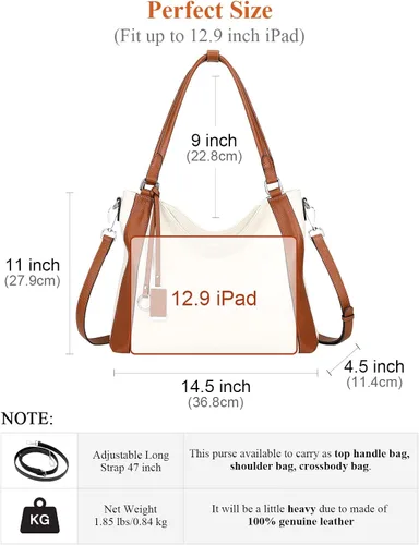 Miniatura 6 de Over Earth Bolsos de cuero suave para mujer, bolso de hombro tipo hobo grande