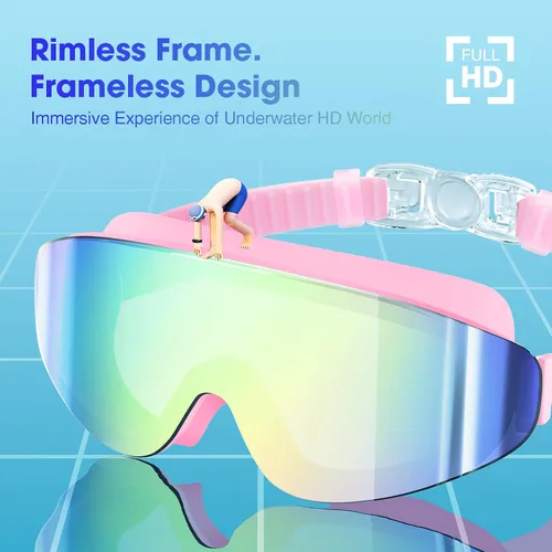 Miniatura 2 de MAMBAOUT Gafas de natación para niños de 6 a 12 años, paquete de 2 gafas sin marco para natación, antivaho, impermeables, para niños y niñas