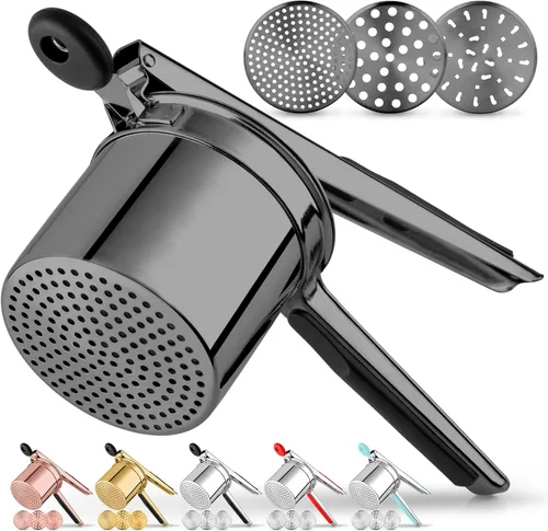 Miniatura 18 de Zulay Kitchen Ricer de papas grande de 15 onzas, triturador de papas de acero inoxidable resistente y triturador para puré de papas, triturador
