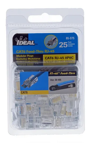 Miniatura 8 de Ideal Electrical 85-375 8P8C - Enchufe modular de una sola pieza, conector RJ-45 de diseño de alimentación para cables CAT6, par trenzado de 250