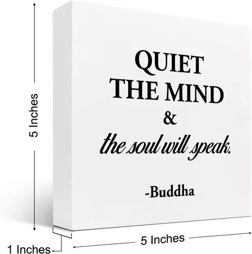 Miniatura 2 de Cartel de "Quiet The Mind and The Soul Will Speak", caja de madera inspiradora, placa decorativa de escritorio para el hogar, sala de yoga