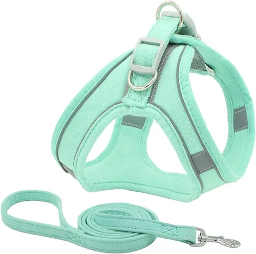 Miniatura 9 de Juego de arnés y correa para perro con correa para el pecho para mascotas, arnés reflectante ajustable para perros pequeños, medianos y gatos, azul