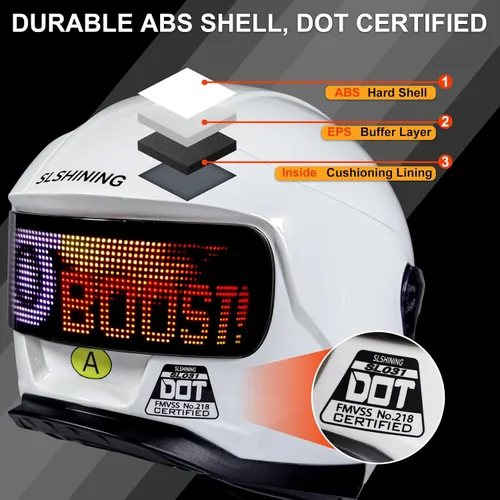 Miniatura 3 de Casco de Motocicleta - Casco Integral Aprobado por DOT (Control de Aplicación Inteligente), Casco de Motocicleta Compacto