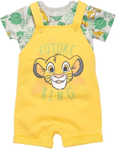Miniatura 6 de Disney Lion King Pumbaa Timon Simba - Overol corto de rizo francés para bebé camiseta y sombrero juego de 3 piezas para recién nacido a bebé