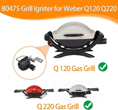 Miniatura 2 de SafBbcue Encendedor de parrilla 80475 para Weber Q120 Q220 Series Parrillas Interruptor electrónico de 2 salidas Kit de botón de encendido