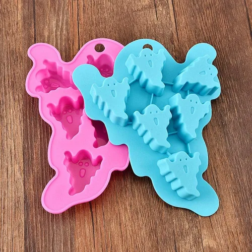 Miniatura 7 de Juego de 3 bandejas de cubitos de hielo fantasma, moldes de silicona fantasma para fiesta de Halloween, fondant de chocolate, gelatina de caramelo