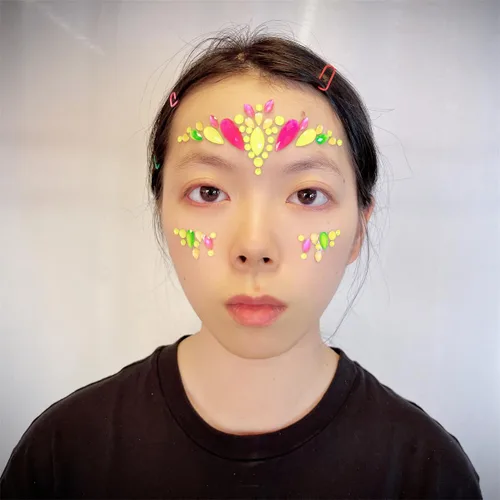 Miniatura 2 de Topz Pegatina de gemas faciales de neón para la cara, maquillaje de Halloween, tatuajes faciales de arco iris, gemas de cristal para ojos
