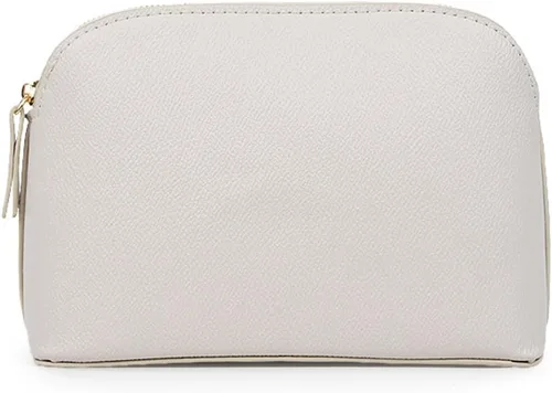 Bolsa de maquillaje portátil para mujer, pequeña bolsa de cosméticos de piel sintética, bolsa de viaje con cremallera, bolsa de cosméticos para Beige