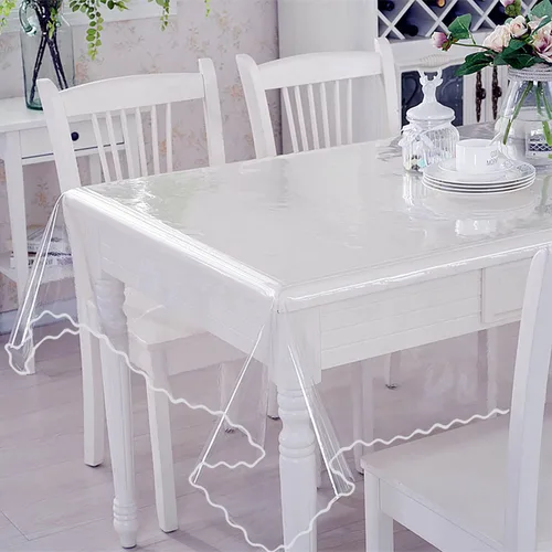Miniatura 10 de Mantel protector de plástico transparente para mesa redonda, mantel de vinilo para cocina y mesa del hogar, 54 x 54 pulgadas