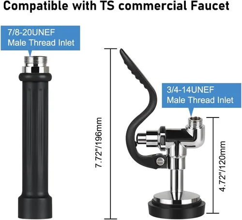 Miniatura 2 de Pulverizador de preenjuague de 1.42 GPM de alta presión para fregadero comercial para grifos industriales de restaurantes, válvula de pulverización