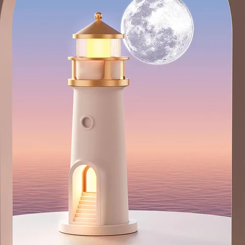 Miniatura 6 de Zunate Lámpara de luna proyector de luces nocturnas con sensor de movimiento, lámpara de faro de luna, lámpara de mesa LED recargable para niños
