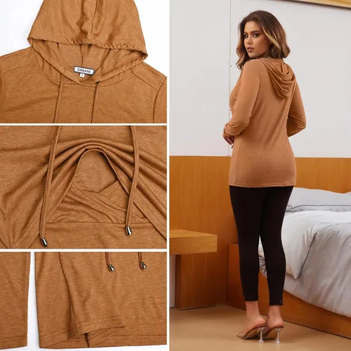 Miniatura 159 de GINKANA Sudadera con capucha para mujer, manga larga, lactancia materna, ropa casual