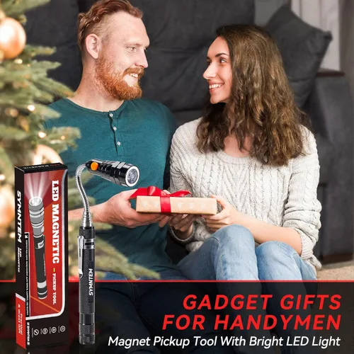 Miniatura 6 de Regalos para papá, herramienta de recogida magnética, herramienta de recogida magnética telescópica con linterna LED de 3 LED, regalos de Navidad