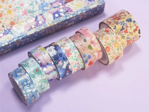 Miniatura 8 de YUBBAEX Mystic Gold Washi Tape Set - Cinta adhesiva decorativa ancha de lámina plateada para artes, manualidades DIY, suministros para diarios