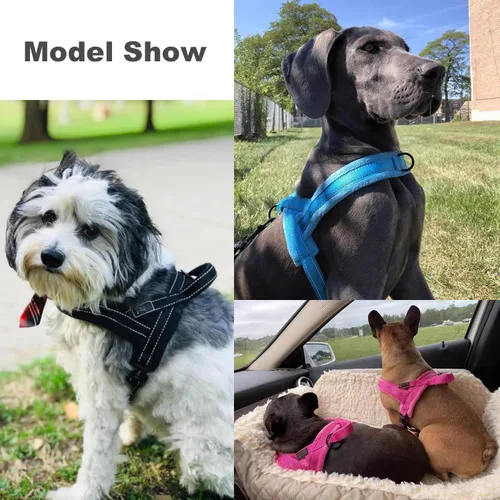 Miniatura 4 de HDKUW Arnés de felpa para perro, chaleco ajustable sin tirones para clima frío, arnés para mascotas para perros pequeños, medianos y grandes, negro