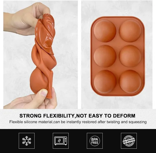 Miniatura 5 de Molde de silicona para bombas de chocolate caliente, molde mediano de semiesfera, 2 paquetes de moldes de silicona para hornear de media esfera