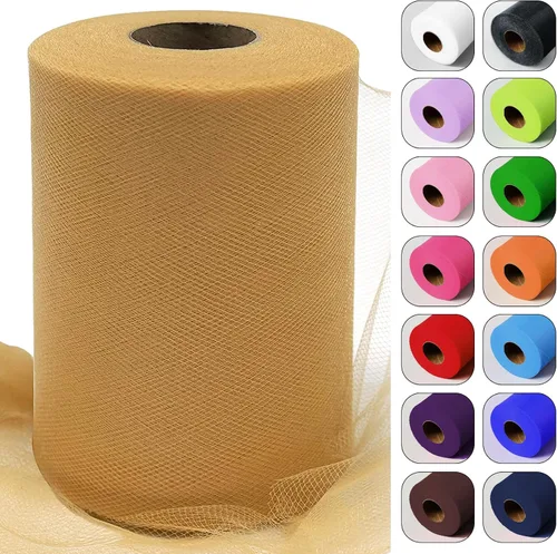 Miniatura 53 de Rollos de tela de tul verde ácido de 6 pulgadas por 100 yardas (300 pies) Cinta de tul para tutú, falda, envoltorio de regalo, decoración de boda