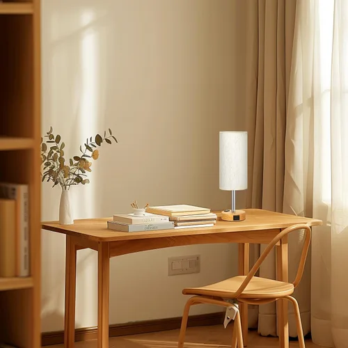 Miniatura 5 de Fenmzee Juego de lámparas de mesa pequeñas táctiles regulables de 2 a 3 vías, carga USB A + C, salida de CA, base de grano de madera, bombillas