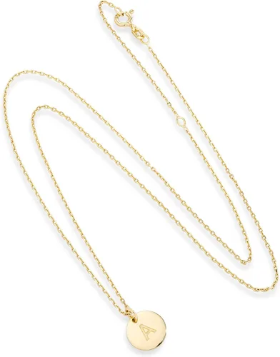 Miniatura 2 de Miabella 925 Sterling Silver or 18K Yellow Gold Over Silver Round Initial Pendant Necklace for Women 18 to 20 Inch Chain, Dainty Letter Necklace