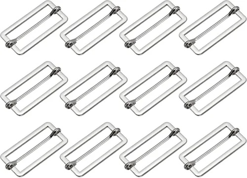 Miniatura 6 de uxcell Hebillas deslizantes, ajustador rectangular de metal, hebillas de pasador de rodillo, ajustador de correa deslizante para cinturón, Tono
