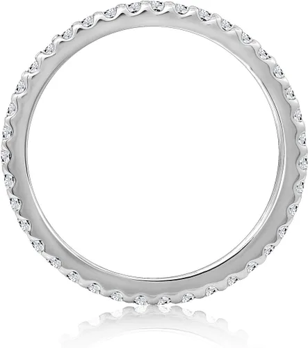 Miniatura 2 de Tienda Essentials Platinum or Gold Plated Sterling Silver All-Around Band Ring set with Round Infinite Elements Cubic Zirconia