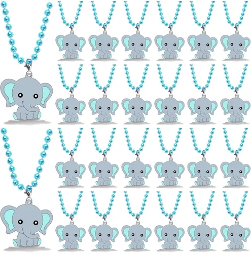 Miniatura 8 de CiciBear Paquete de 72 recuerdos de fiesta de elefante con llaveros de elefante azul bebé, etiquetas de agradecimiento y bolsas de regalo