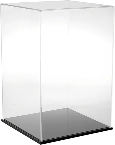 Plymor Vitrina de acrílico transparente con base negra, 12 pulgadas de ancho x 12 pulgadas de profundidad x 18 pulgadas de alto