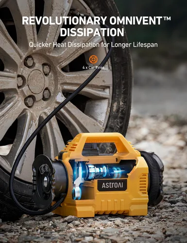 Miniatura 2 de AstroAI Inflador de neumáticos inalámbrico, compresor de aire portátil para automóvil de 160 PSI con pantalla HD, 3 fuentes de alimentación