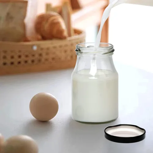 Miniatura 7 de QAPPDA Juego de 36 botellas de vidrio de 6 onzas, botellas de leche de vidrio transparente con tapa, botellas de jugo reutilizables de 6.8 fl oz