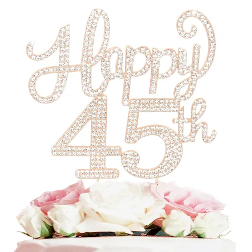 Miniatura 130 de LASKYER Decoración de feliz cumpleaños número 10, decoración de pastel de diamantes de imitación dorados de 10º cumpleaños – Letrero de metal