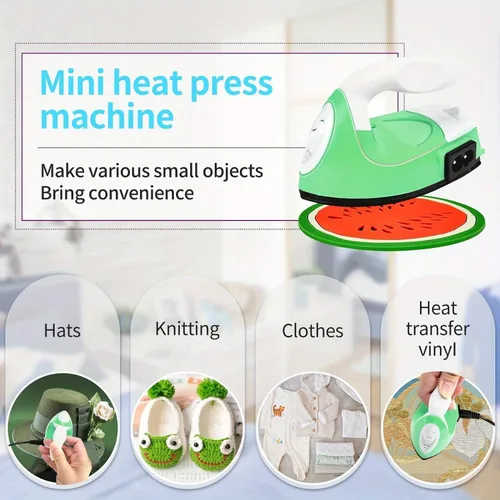 Miniatura 5 de Mini máquina de plancha de calor, mini plancha eléctrica portátil, pequeña prensa de calor, mini prensa de plancha para ropa, zapatos, bolsas