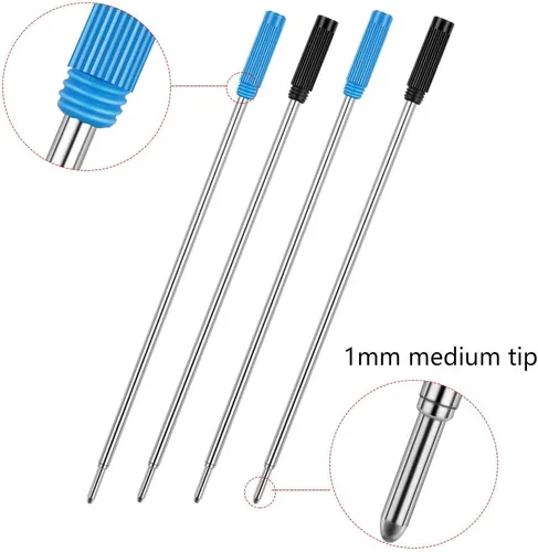 Miniatura 3 de Unibene Paquete de 20 repuestos de bolígrafo compatibles con Cross, punta media de 0.039 pulgadas, 10 negros y 10 azules, repuesto de tinta alemana