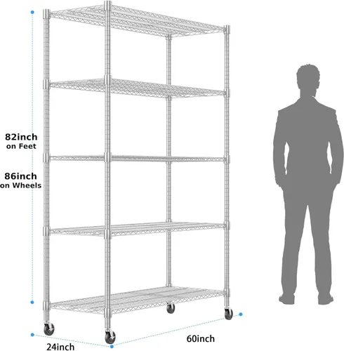 Miniatura 3 de Homdox Estantes de Almacenamiento de 5 Niveles y Estantería, 61cmx152cmx208cm Estantes de Metal Resistente para Almacenamiento, Unidad de Estantería