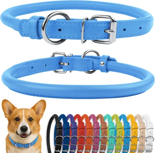 Miniatura 5 de CollarDirect Collar de perro con tachuelas, collares de cuero para mascotas para perros pequeños, medianos y grandes, acolchado suave, marrón, negro