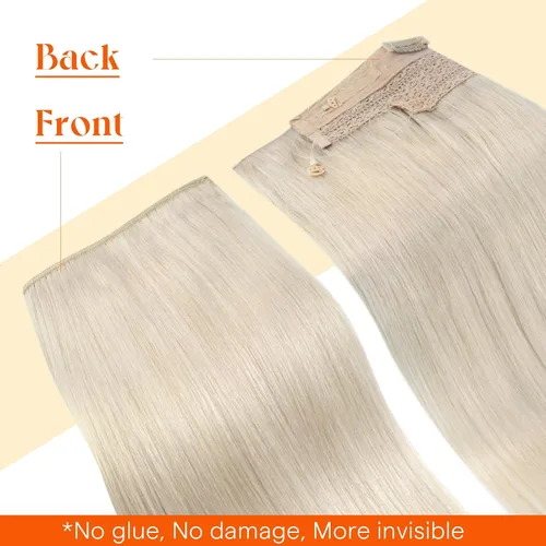 Miniatura 8 de Sunny Hair - Extensiones de cabello humano con banda invisible, color rubio platino (#60), 20 pulgadas