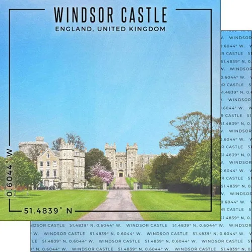 Scrapbook Customs 39985 Windsor Castle England United Kingdom Coordinates - Papel para álbum de recortes de doble cara (12 x 12 pulgadas), 1 hoja