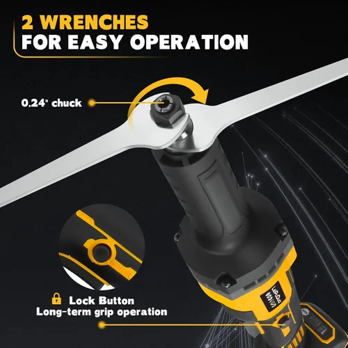 Miniatura 6 de Amoladora inalámbrica para batería Dewalt de 20 V, amoladora sin escobillas de 4 velocidades, mandril de 0.24 pulgadas, motor de potencia de 25000