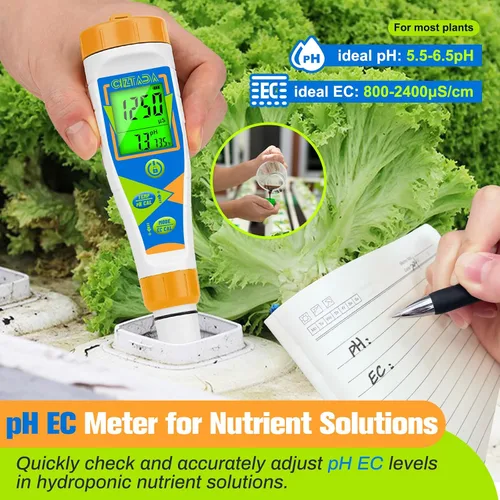 Miniatura 3 de Probador digital de pH para agua pH EC PPM medidor para nutrientes hidropónicos con solución de calibración 1413μs/cm pH conductividad TDS Medidor
