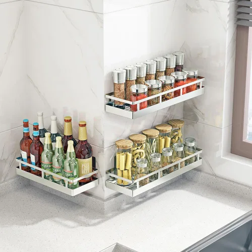 Miniatura 7 de Estante de especias de cocina SUS304, estante de almacenamiento de acero inoxidable SUS304, contenedor de condimentos, organizador de especias