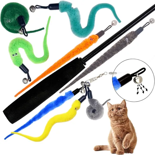 Miniatura 6 de Recambios de gusano de juguete para gatos, 12 piezas interactivas para gatos de interior 12 piezas de repuestos de gusano