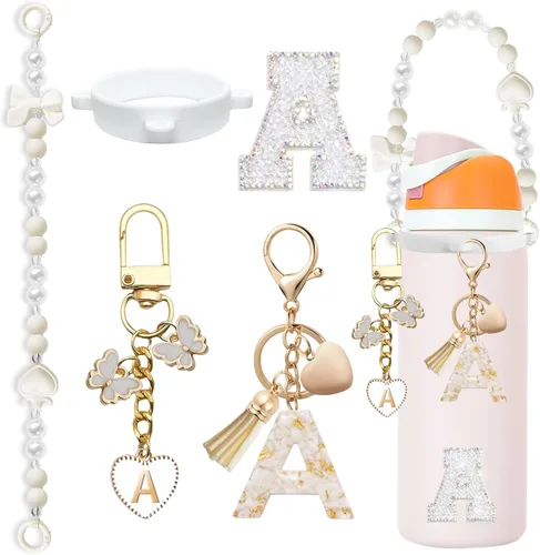 Miniatura 95 de Lindo Juego de Dijes de Letras para Botella de Agua Owala de 24oz, 32oz, 40oz, Owala Kids y Vaso de Café, FreeSip – Incluye Correa con Asa, para Rosa