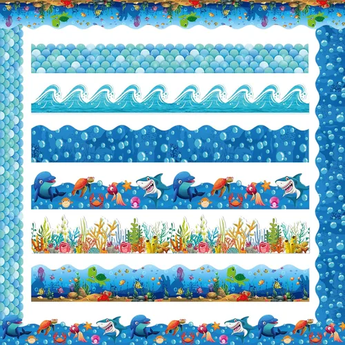 Miniatura 7 de Containlol Bordes festoneados con estampado de animales de 236 pies, diseño de safari en la selva, para el aula, para la escuela, pizarra, póster