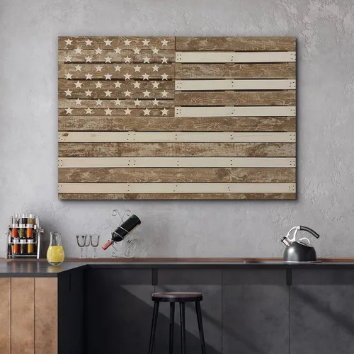 Miniatura 2 de wall26 Lienzo impreso para pared, panel de madera, bandera de Estados Unidos, historia educativa y escolar, arte moderno, nacional, clásico