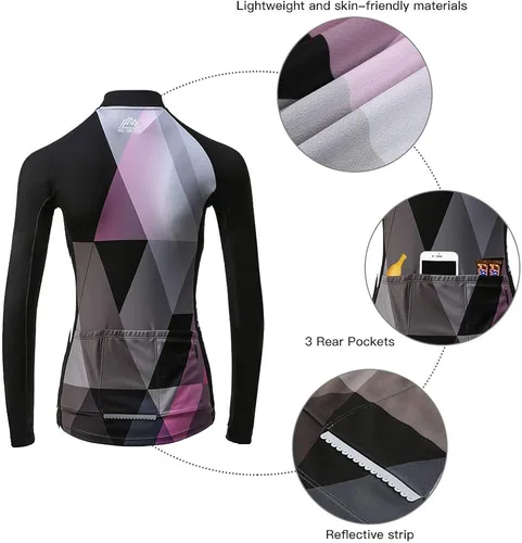 Miniatura 4 de Mysenlan - Conjunto de camiseta de ciclismo de manga larga transpirable con acolchado 3D, pantalones largos para bicicleta