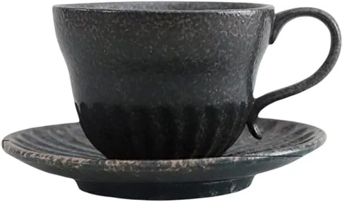 Miniatura 9 de Juego de tazas de té y platillo pequeño de cerámica de 4.1 fl oz/4 onzas, platillo de taza de café de cerámica vintage con asa, juego de tazas de té
