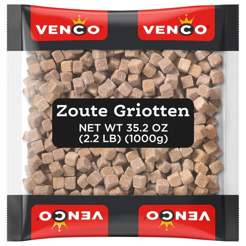 Venco Griotten Salty Licorice Squares - Caramelo de Regaliz Salado Holandés Original de los Países Bajos - Dulce de Anís Suave Dulce y Salado,