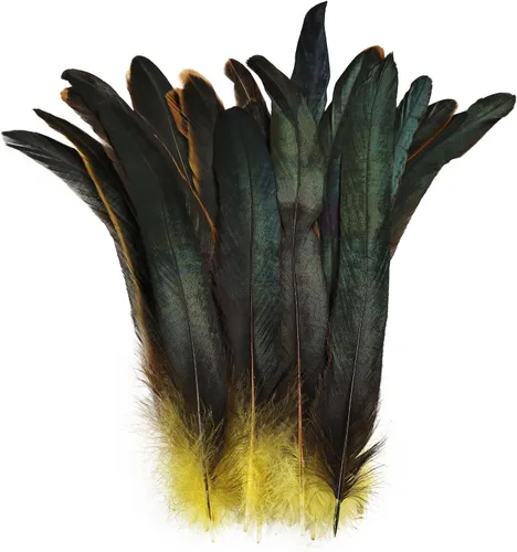 Miniatura 12 de Plumas de cola de gallo azul aguamarina, 100 plumas de cola de gallo de 8 a 10 pulgadas de largo, a granel para capa de chal de plumas, costura