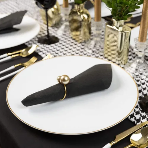 Miniatura 2 de EcoQuality Platos redondos de plástico blanco martillado de 13 pulgadas con borde dorado, platos de fiesta similares a China, platos llanos