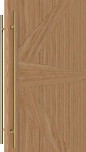 Miniatura 19 de Manijas Redondas de Puerta de Granero de Titanio Dorado 12"/24"/36"/48"/59", Manija Larga de Puerta Francesa de Empujar y Tirar de Doble Cara